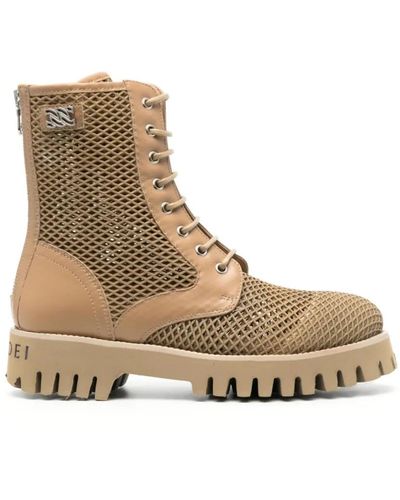 Casadei Lace-Up Boots - Natural
