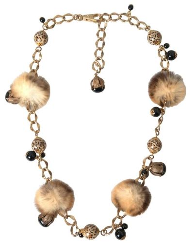 Dolce & Gabbana Leopardenfell perlen ketten gürtel - Mettallic