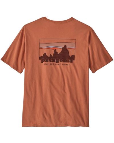 Patagonia T-shirt in cotone con grafica skyline - Arancione