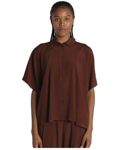 Momoní Camisa marrón de mezcla de seda