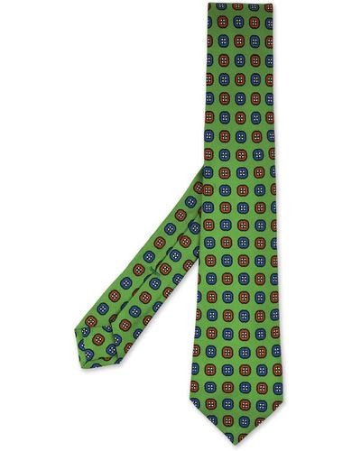 Kiton Grüne seiden-geometrie-krawatte
