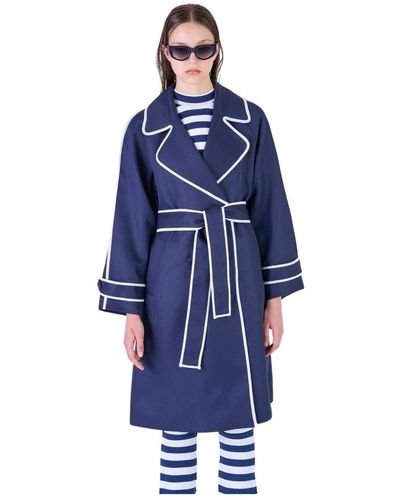 Silvian Heach Trenchcoat mit kontrastborten - Blau