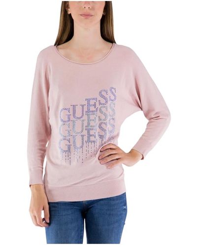Guess Logo Strass Pullover - Lila