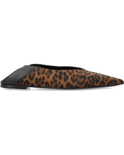 Saint Laurent Leopard nour slippers - Braun