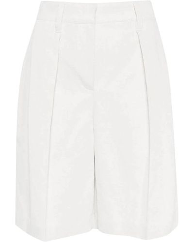 Brunello Cucinelli Shorts in cotone e lino bianco