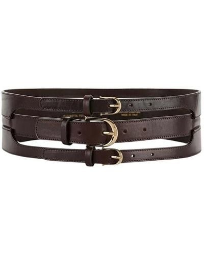 Elisabetta Franchi High leather belt with bustier structure - Marrón