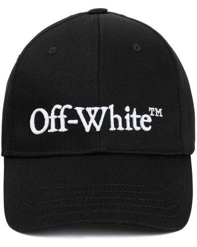Off-White c/o Virgil Abloh Schwarze baumwoll-six-panel-mütze,schwarze hüte im stil,bestickte baumwollmütze