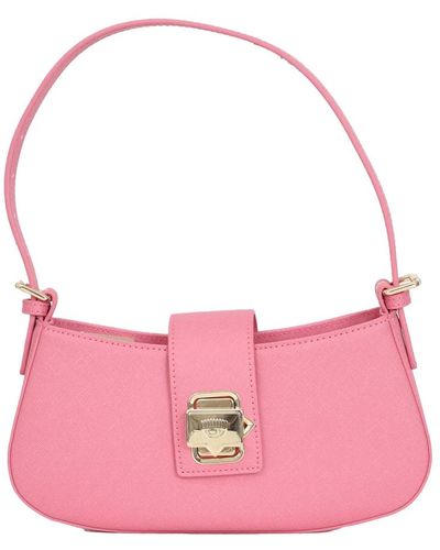 Chiara Ferragni Rosa handtasche mit goldenem logo-schild - Pink