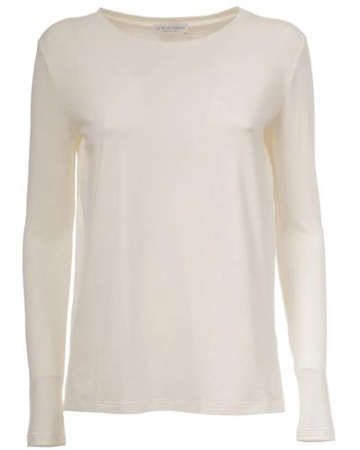 Le Tricot Perugia Bequemes langarm-t-shirt - Weiß