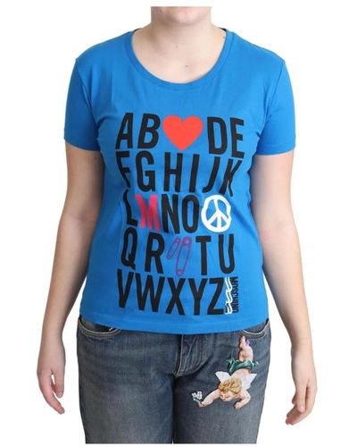 Moschino T-shirt blu con stampa alfabeto