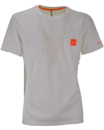 Sun 68 Weiße pocket logo fluo t-shirt - Grau