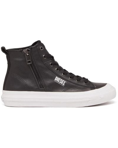 DIESEL S-athos dv mid - high top-sneakers mit seitlichem reißverschluss - Schwarz