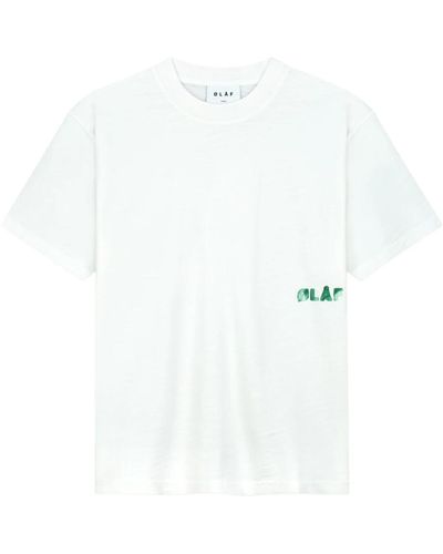OLAF HUSSEIN T-shirts,aquarell logo slub t-shirt dunkelblau - Weiß