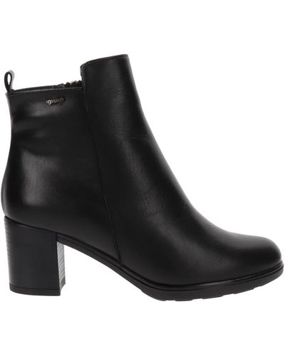 Igi&co Botines de cuero con cierre de cremallera para mujer - Negro