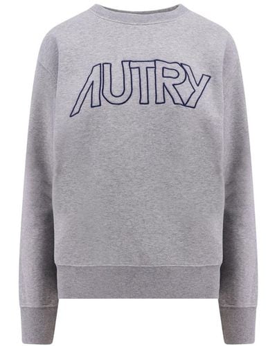 Autry Grauer baumwoll-sweatshirt mit besticktem logo