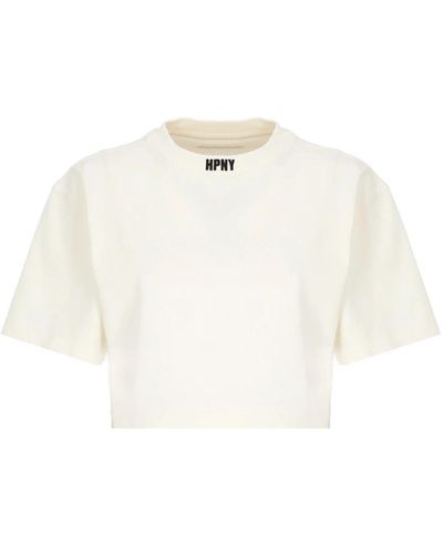 Heron Preston Camiseta de algodón corta con logo contrastante - Blanco