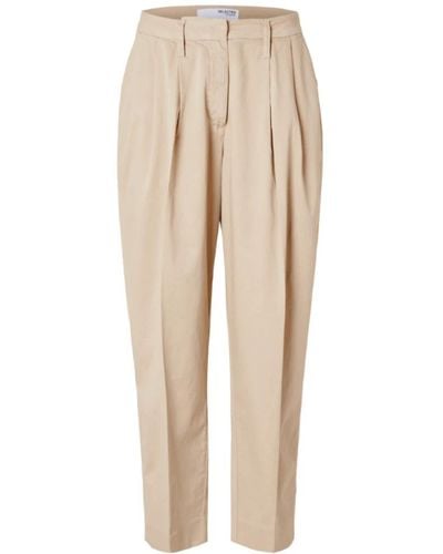 SELECTED Tapered Trousers - Natural