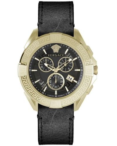 Versace Armbanduhr chronograph chrono sporty schwarz, gold 46 mm ve5ca0323 - Mettallic