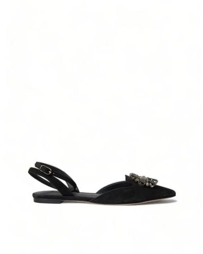 Dolce & Gabbana Crystal point-toe slingback flats - Nero