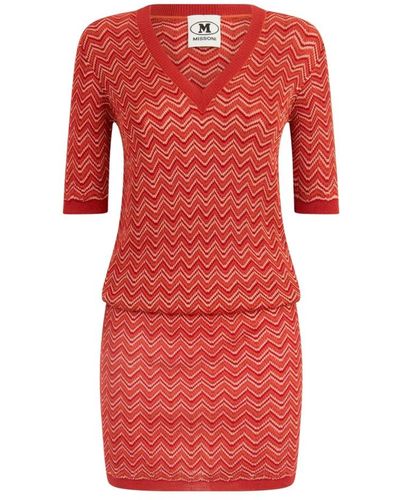 M Missoni Knitted Dresses - Red