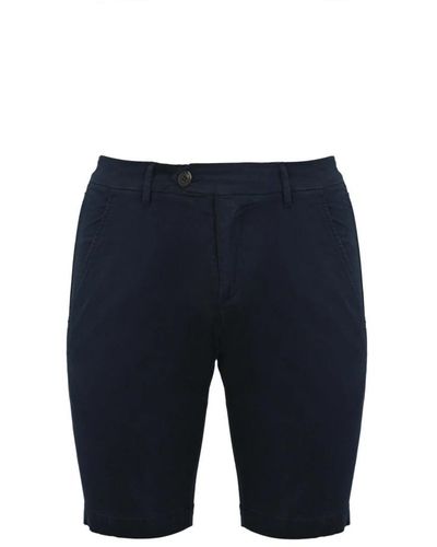 Roy Rogers Blaue baumwoll-bermuda-shorts slim fit