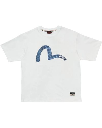 Evisu T-shirt mit möwenprint und pins - Weiß