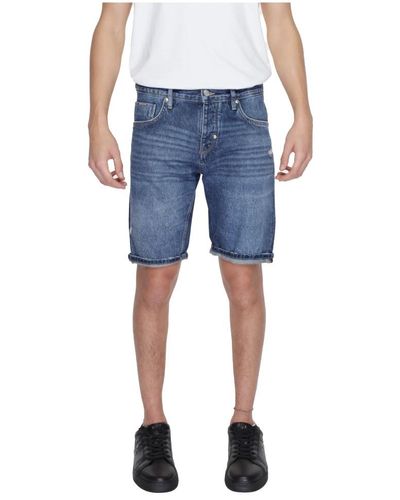 Antony Morato Shorts in cotone blu con chiusura a zip