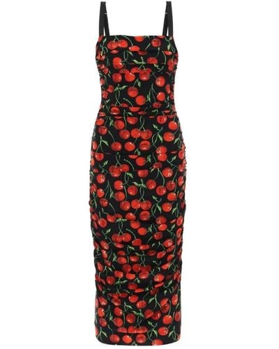 Dolce & Gabbana Vestido midi con estampado de cerezas - Rojo
