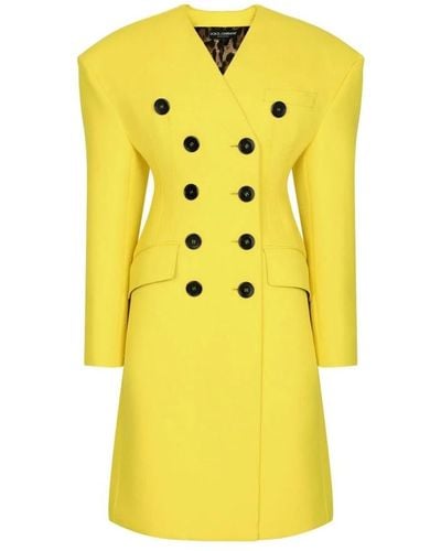 Dolce & Gabbana Double-Breasted Coats - Yellow