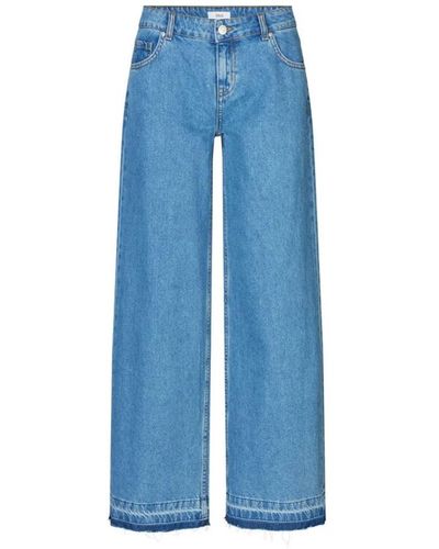 Envii Mid wide leg jeans mit raw hem - Blau
