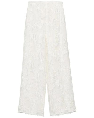 Cult Gaia Motivo floral cintura alta pierna ancha pantalón - Blanco