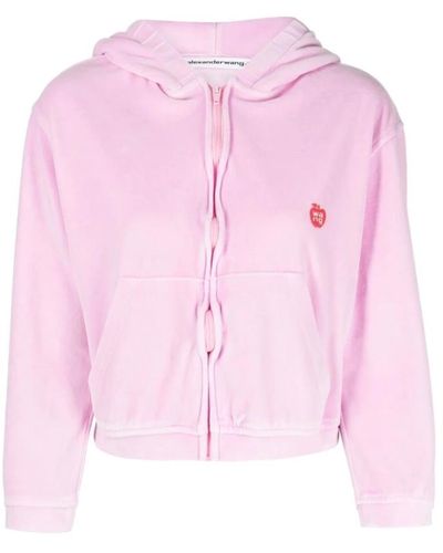 T By Alexander Wang Rosa velours sweatshirt mit apfel-logo - Pink