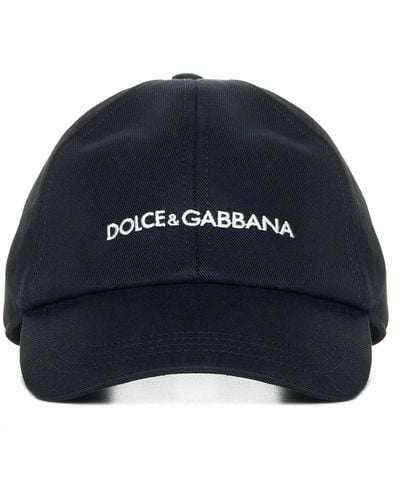 Dolce & Gabbana Bestickte logo-baumwollhüte - Blau