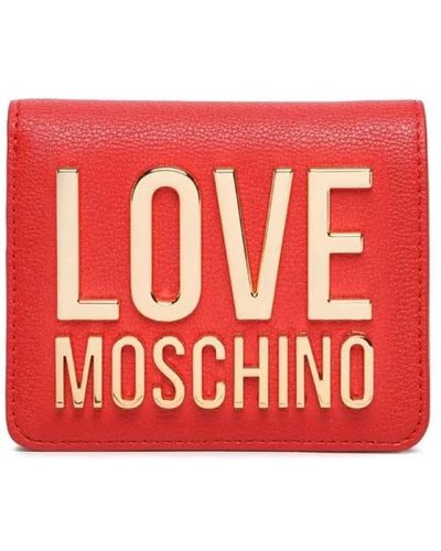 Love Moschino Portafoglio da in ecopelle con logo in metallo - Rosso