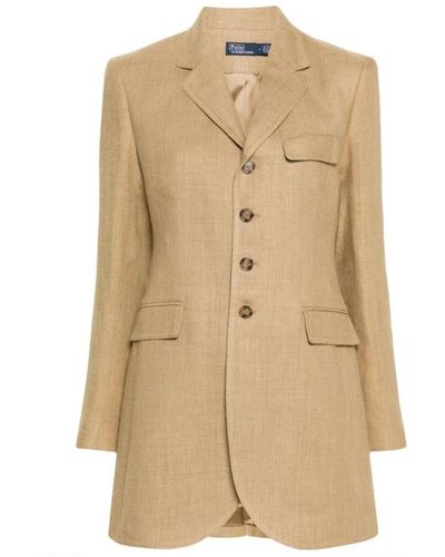 Ralph Lauren Leinen-seidenmischung tweed jacke - Natur