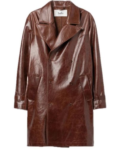 Séfr Double-Breasted Coats - Brown