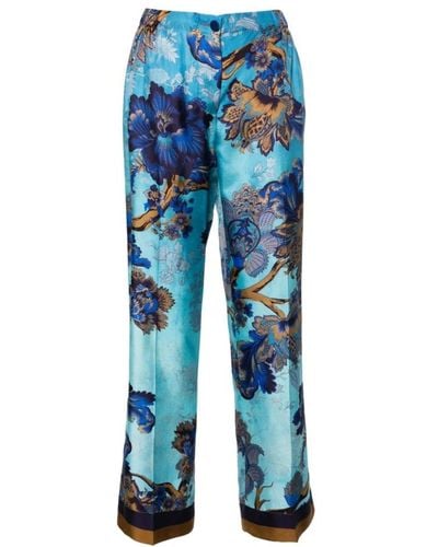 F.R.S For Restless Sleepers Pantalones de seda satinada estampado floral - Azul