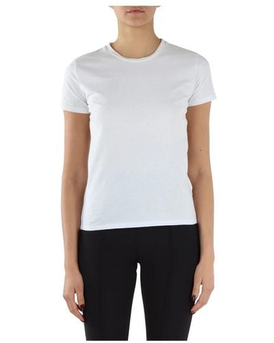 Elisabetta Franchi T-shirt in cotone con logo in strass - Bianco