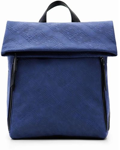 Desigual Rucksack mit logo-druck und klappenverschluss - Blau