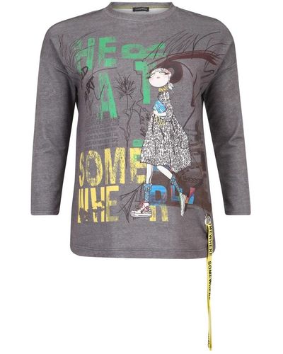 Doris Streich Sweatshirt im comic-stil mit leo-details - Grau