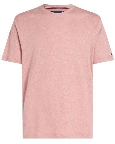 Tommy Hilfiger Leinen t-shirt mit kurzen ärmeln - Pink