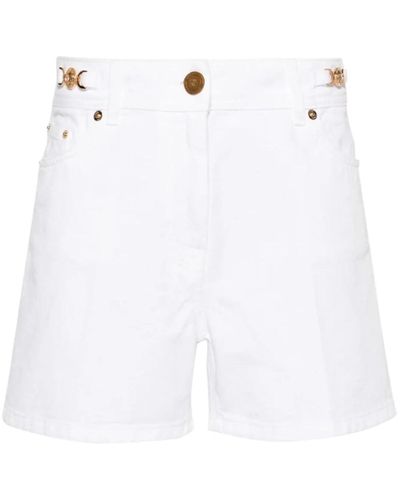 Versace Shorts de denim blanco con detalle de logo