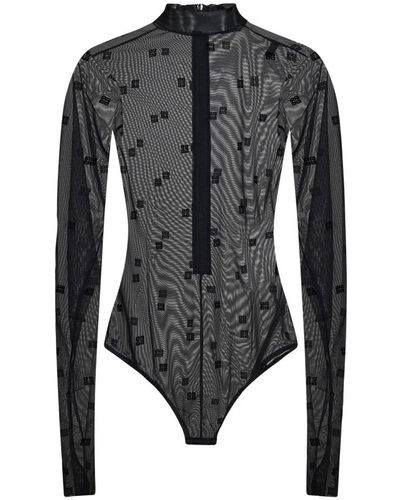 Givenchy Top de terciopelo negro con diseño transparente