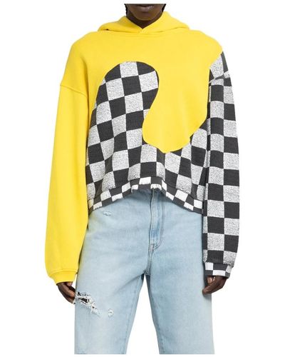 ERL Sweatshirts,gelbe swirl hoodie strick - Blau
