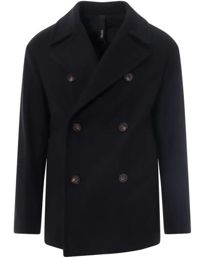 Hevò Double-Breasted Coats - Blue