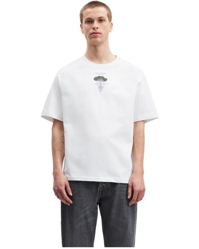 Samsøe & Samsøe Locker geschnittenes t-shirt mit kurzen ärmeln und kunstwerk-print - Weiß
