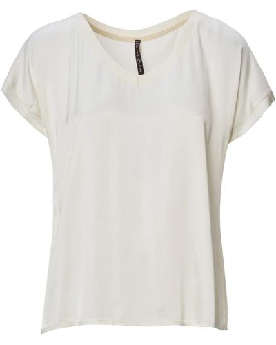 Manila Grace T-shirt con scollo a v art. s4jc279vu - Bianco