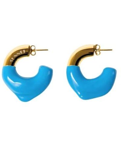 Sunnei Goldene gummierte ohrringe mit schmetterlingsverschluss - Blau