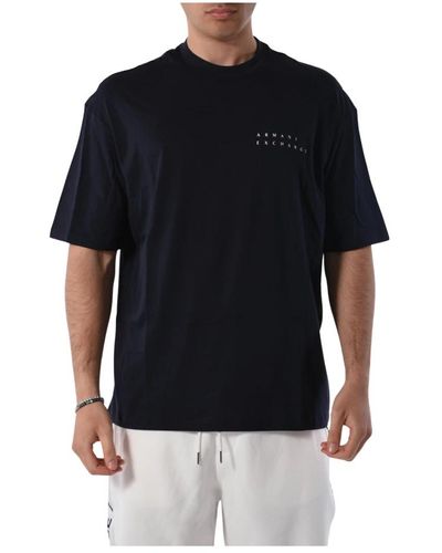 Armani Exchange Baumwoll-t-shirt mit logo - Schwarz