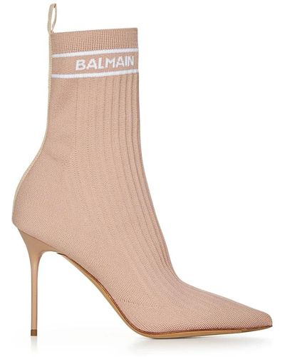 Balmain Rosa slip-on stiefel mit jacquard-logo - Braun